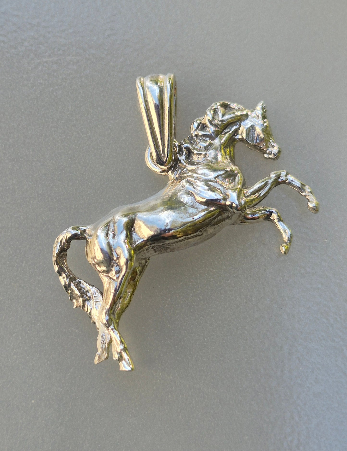 Rearing Arabian pendant only with heavy fancy large bail Sterling Silver