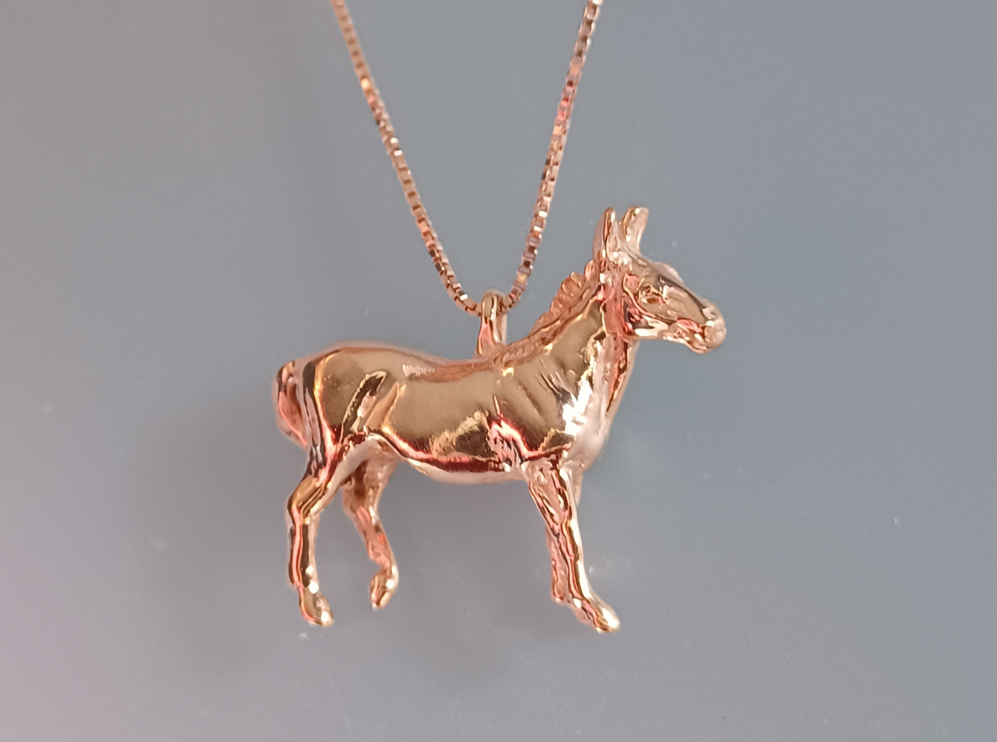Donkey Pendant & Chain Rose Gold Forge Hill Sculpture  jewelry