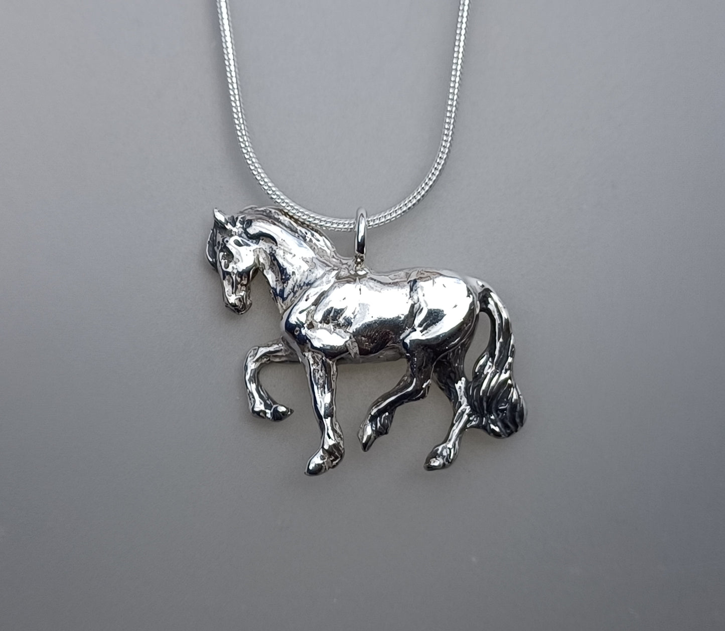Friesian horse necklace SOLID sterling silver pendant and chain,  jewelry Forge Hill Sculpture Equestrian horse jewelry Zimmer