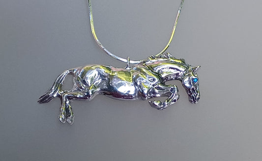 Jumping horse Sterling Silver slide necklace Equestrian Jewelry Zimmer design
