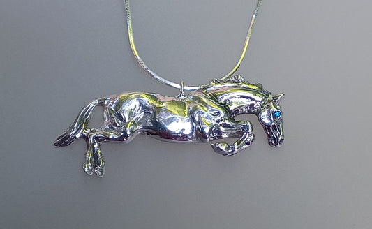 Jumping horse Sterling Silver pendant ONLY Equestrian Jewelry Zimmer design