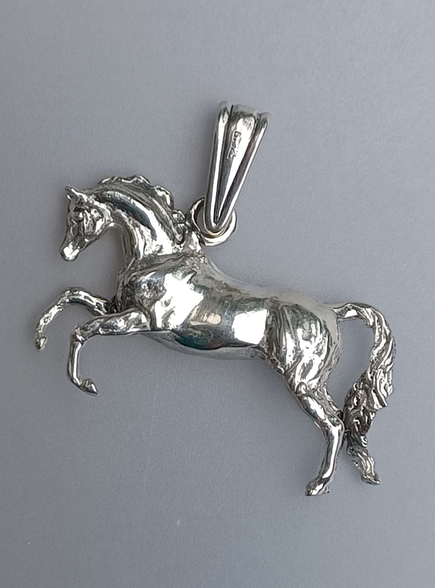 Rearing Arabian pendant only with heavy fancy large bail Sterling Silver