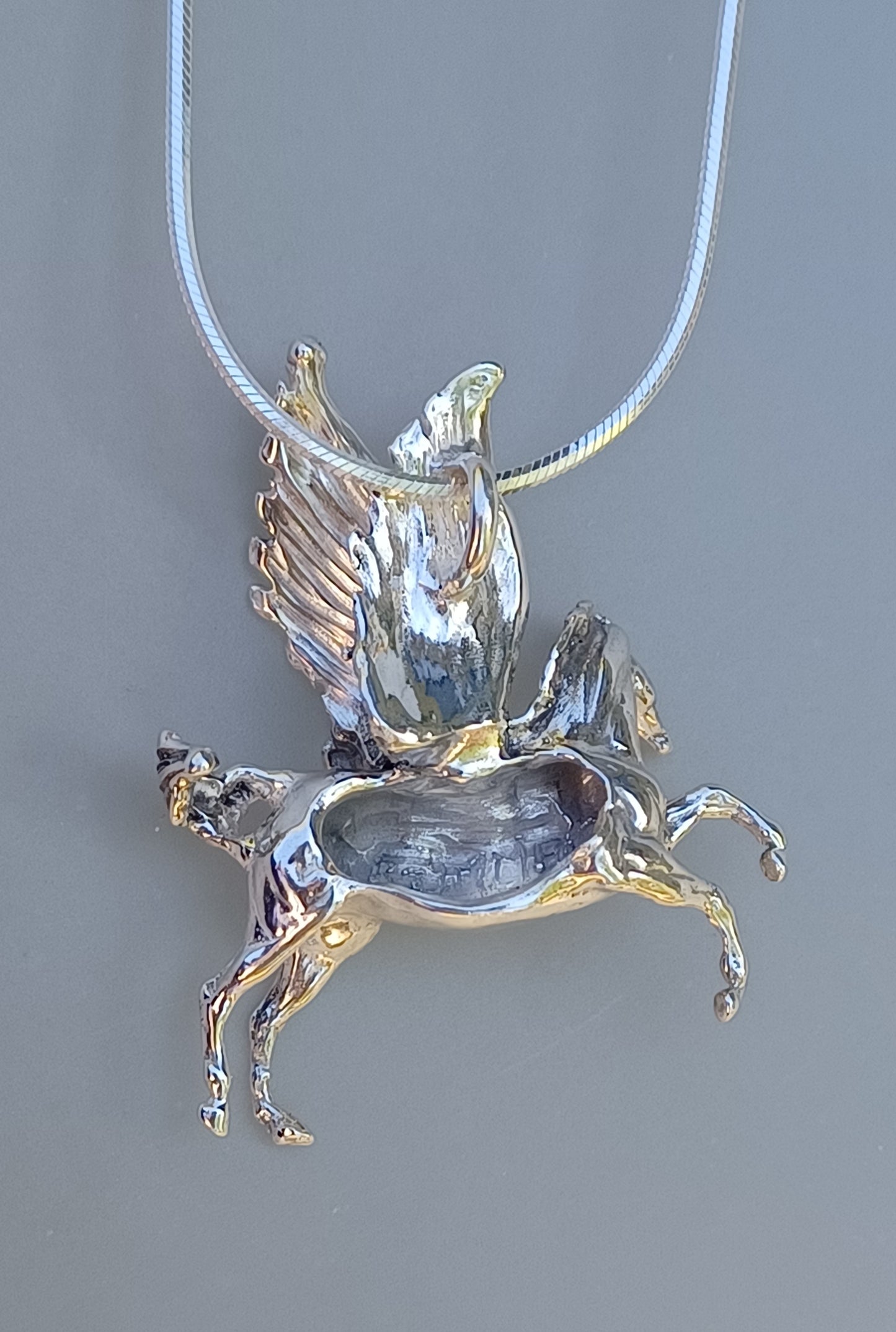 Large Pegasus Pendant three dimensional sterling silver pendant only.