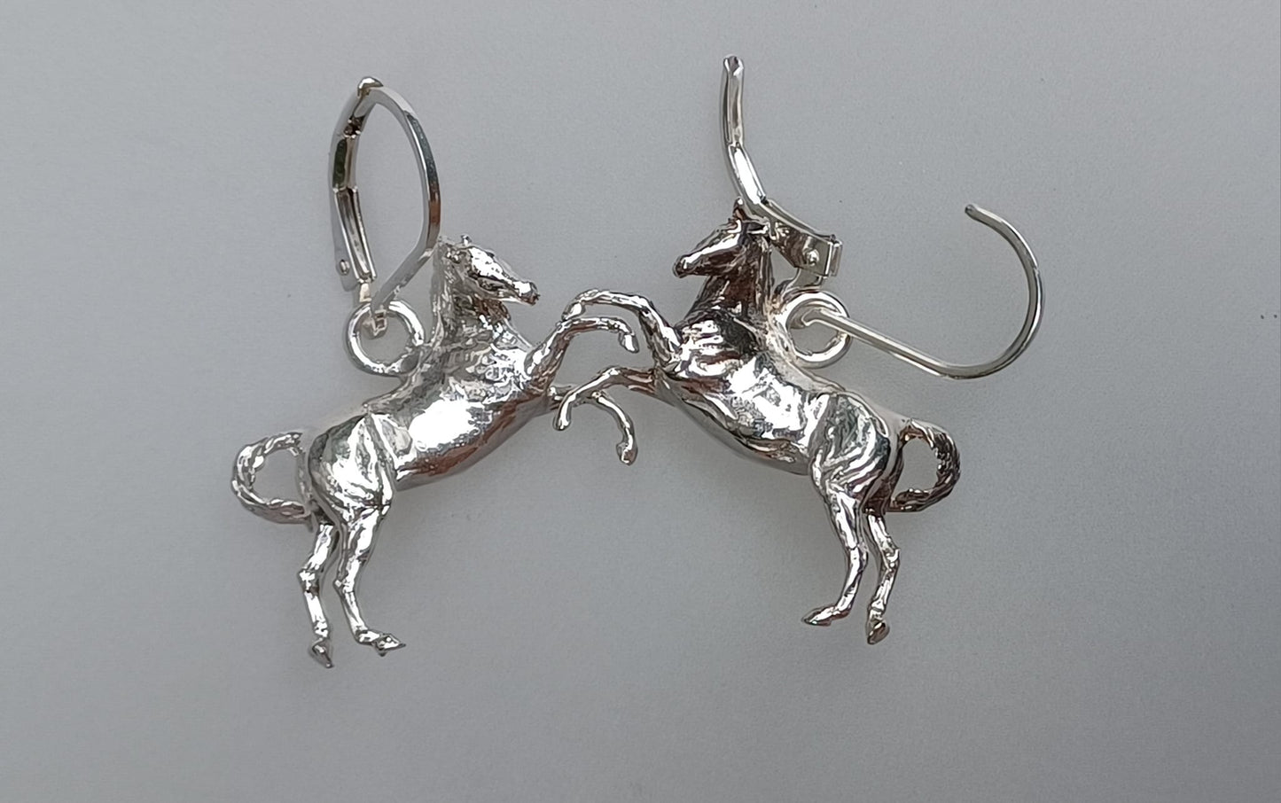 Horse sterling silver earrings lever back mini sculpture
