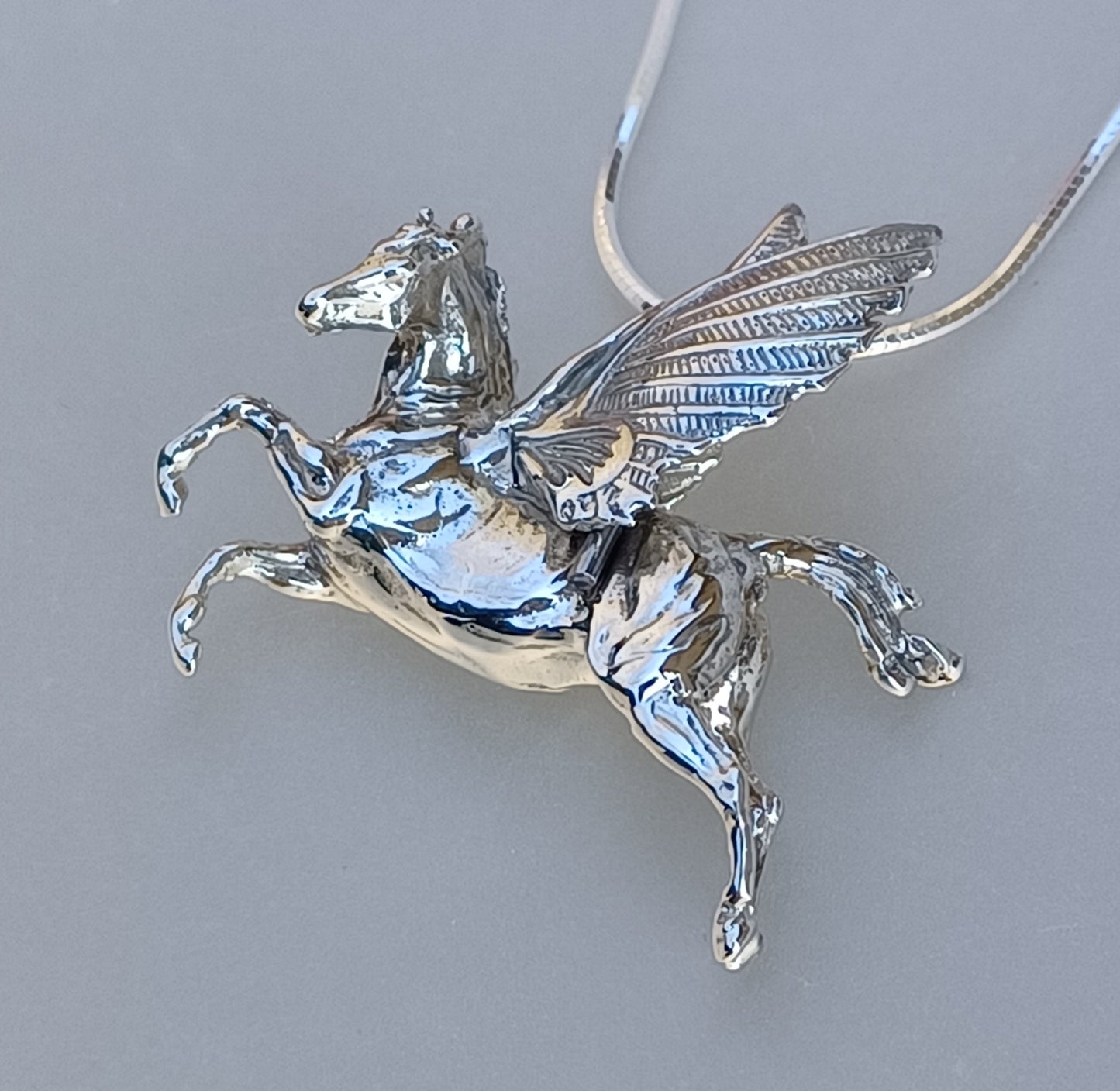 Large Pegasus Pendant three dimensional sterling silver pendant only.