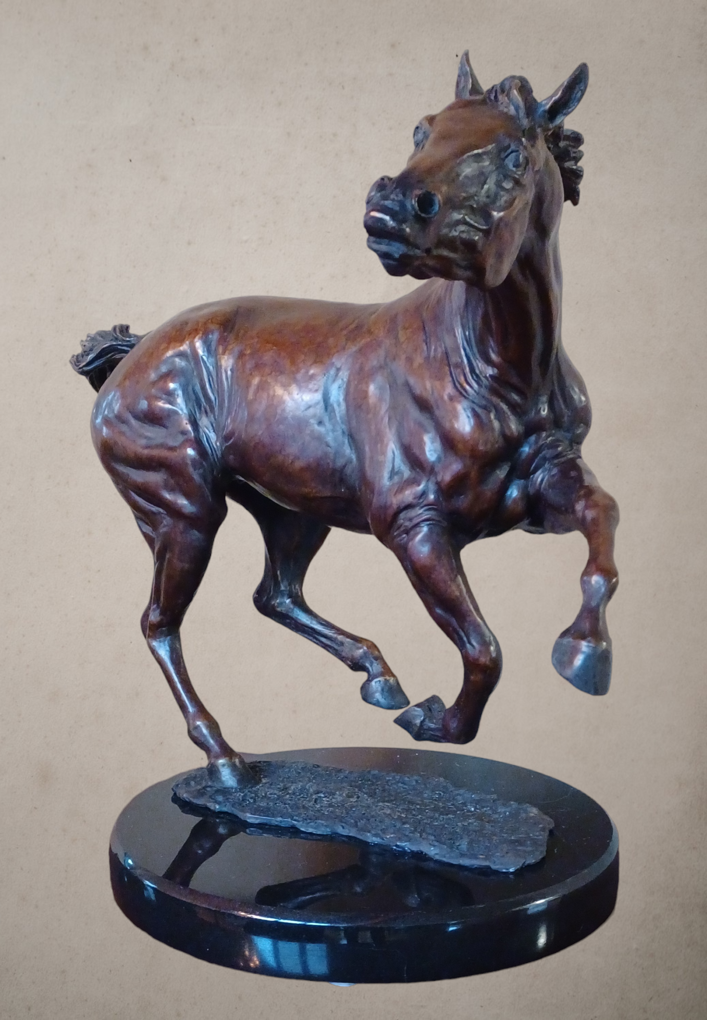 Bronze Horse Sculpture AVAILABLE NOW.  Sculpture edition, first casting 1/5 of "Unhinged". 17" tall. Beverly Zimmer Forge Hill Sculpture