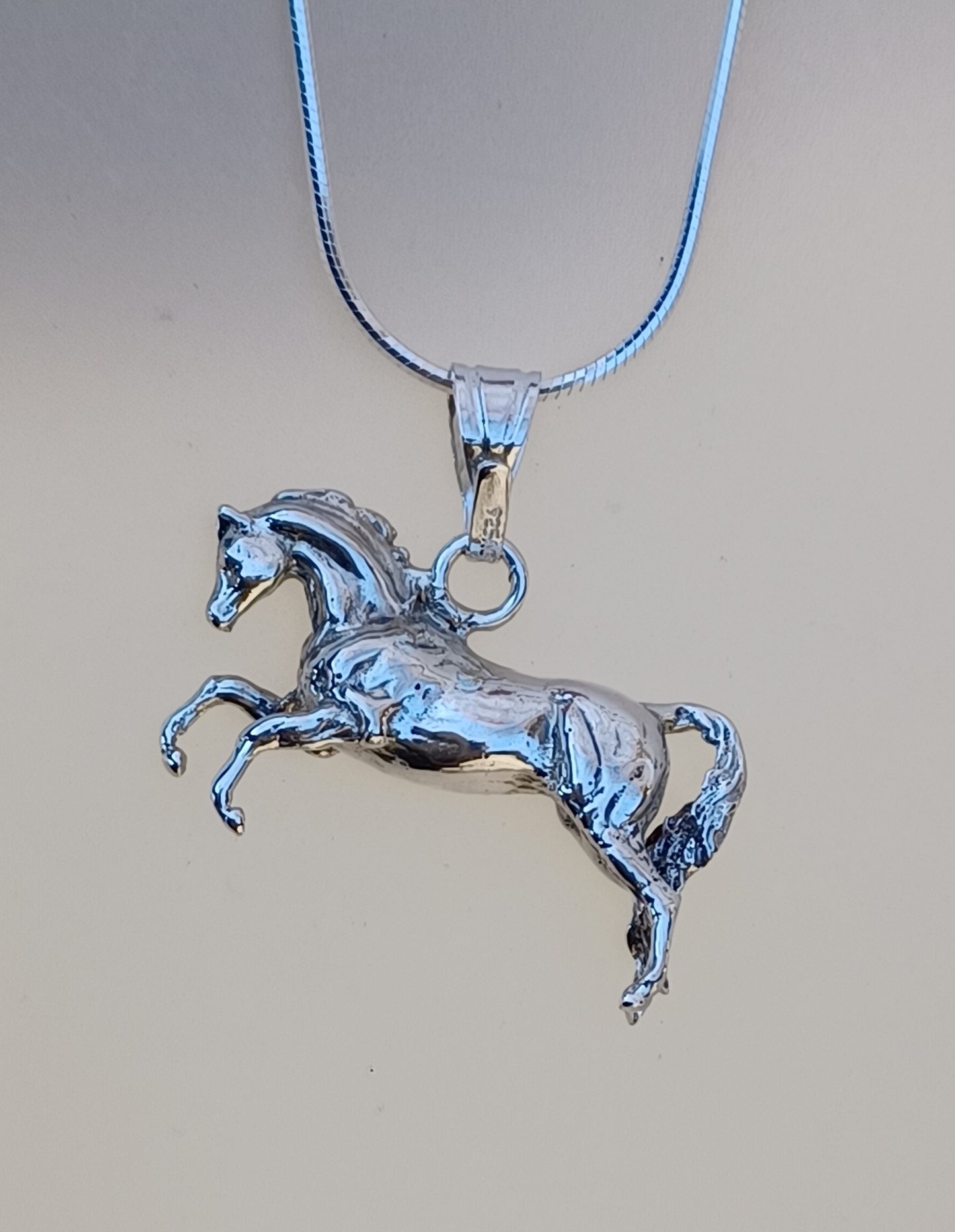 Rearing Arabian pendant only with heavy fancy large bail Sterling Silver