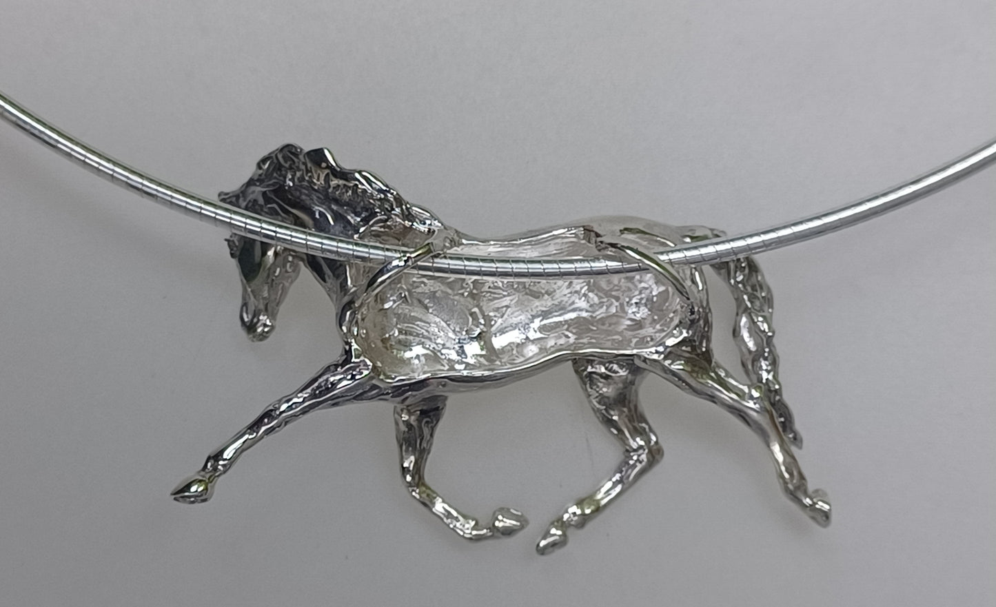 Extra Large Trotting Horse Sculptural pendant and chain REALISTICALLY DESIGNED HORSE THEMED JEWELRY