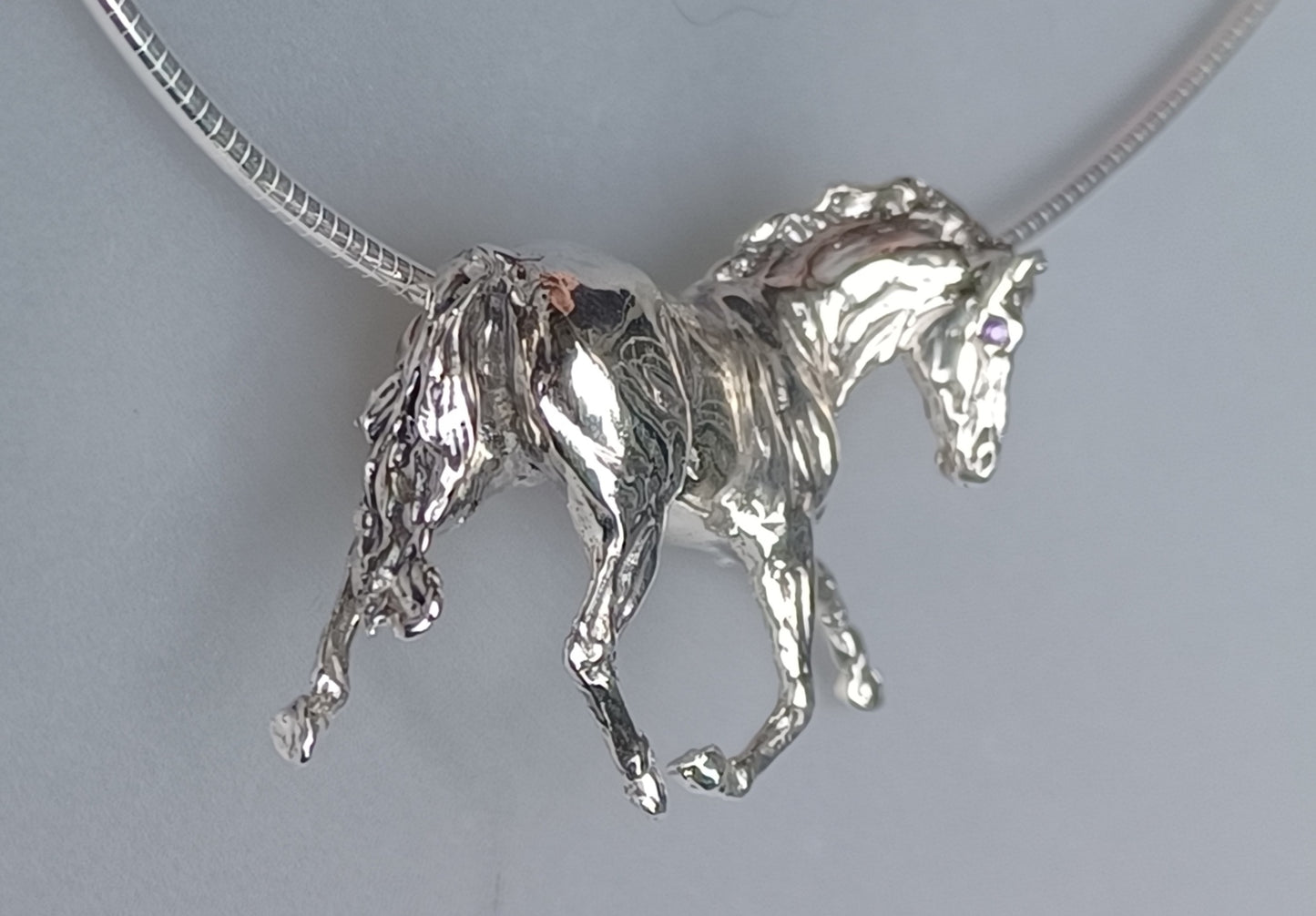 Extra Large Trotting Horse Sculptural pendant and chain REALISTICALLY DESIGNED HORSE THEMED JEWELRY