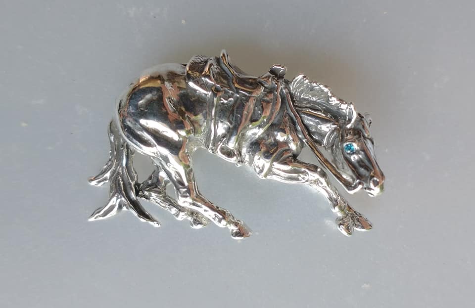 Cutting Horse Pendant and Chain Sterling Silver.  Outstanding piece!