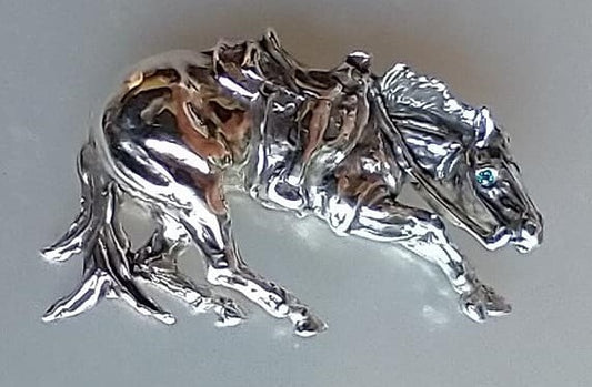Cutting Horse Pendant and Chain Sterling Silver.  Outstanding piece!