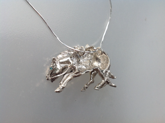 Cutting Horse Pendant and Chain Sterling Silver.  Outstanding piece!