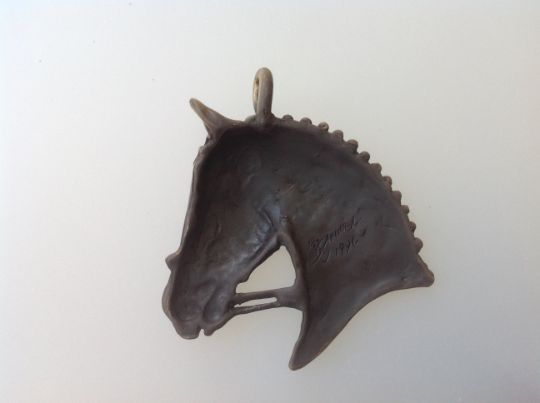 Dressage Horse Head Pendant, Charm, Keychain, Ornament Brass plated