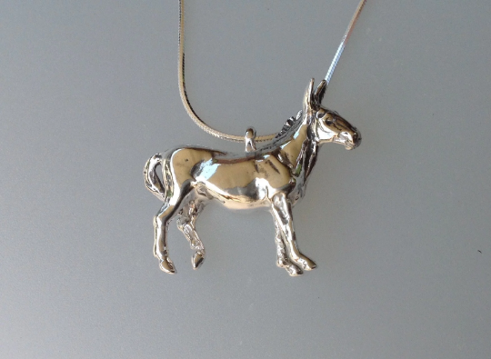 Adorable donkey Sterling Silver Pendant ONLY. Forge Hill Sculpture