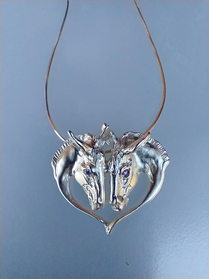 Donkey heart pendant  and chain STERLING SILVER  Forge Hill Sculpture  jewelry