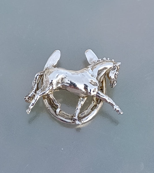 Dressage horse in horseshoe  pendant necklace sterling silver and chain horse jewelry Zimmer