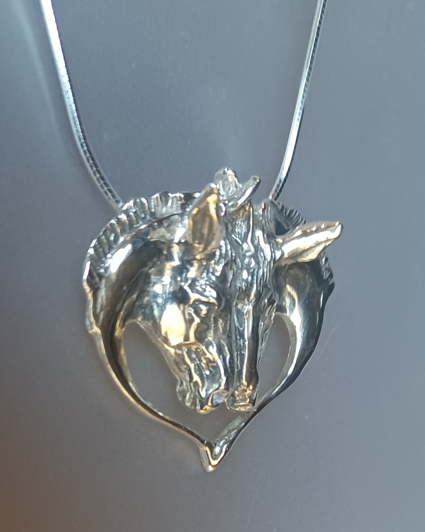 Donkey heart pendant  and chain STERLING SILVER  Forge Hill Sculpture  jewelry
