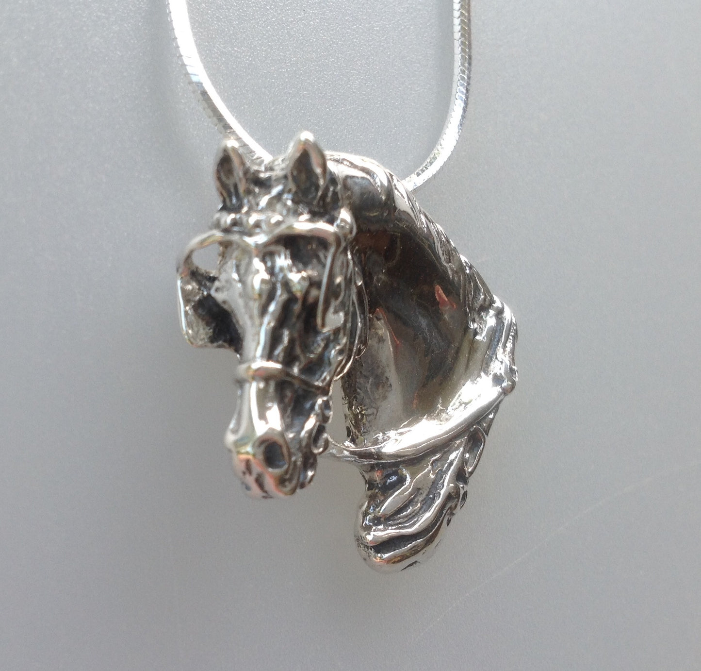 Large Driving Harness Horse Sterling Silver Pendant and chain jewelry Zimmer