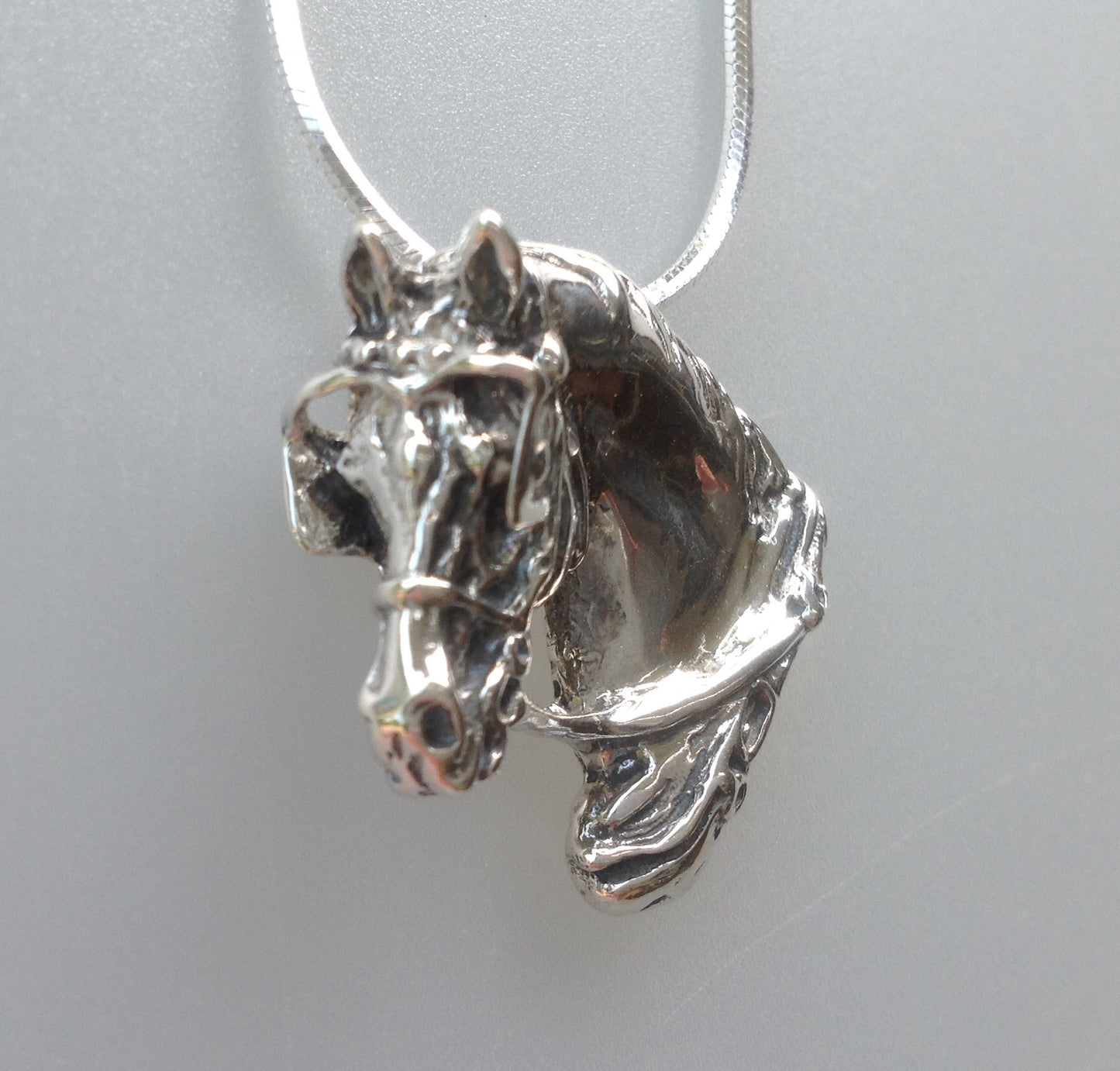 Large Driving Horse Pendant & Chain Sterling Silver Sculptural Jewelry