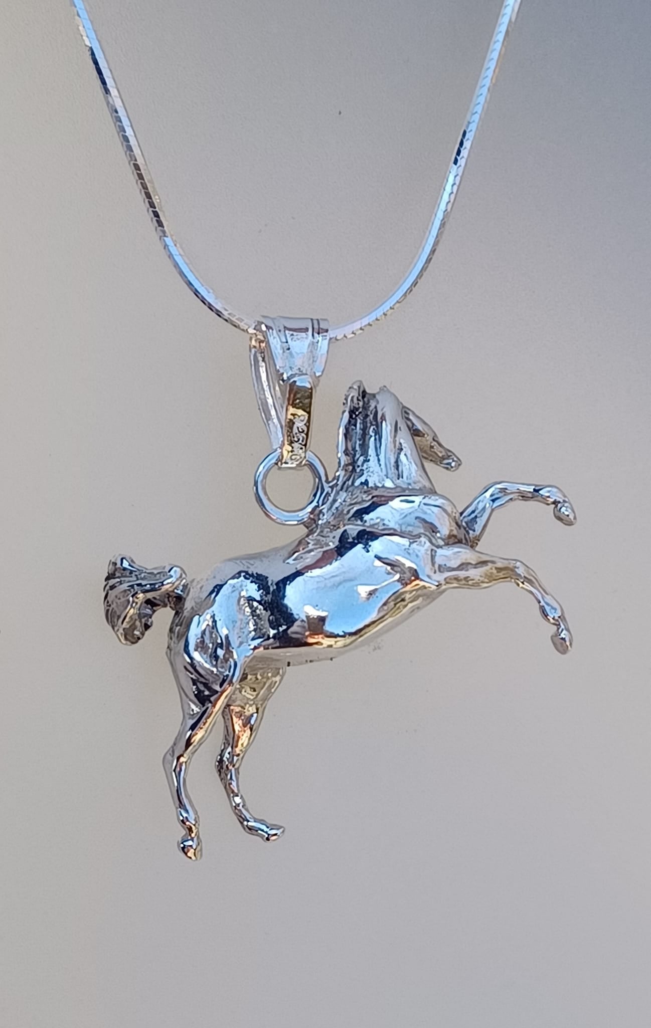 Sculpture replica Twisting Mare Sterling Silver Necklace Pendant and Chain . Zimmer Equestrian