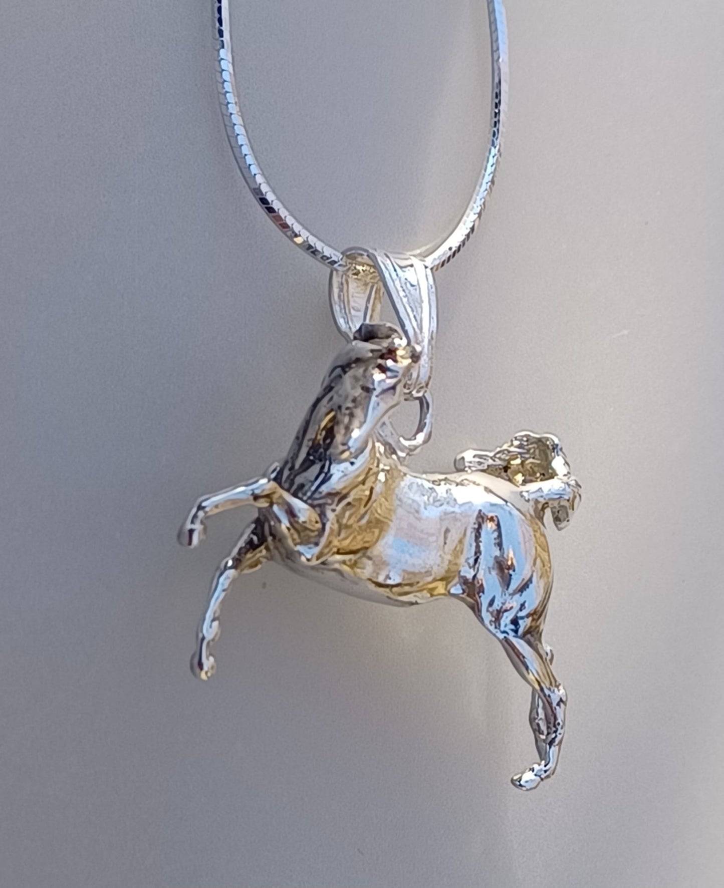 Sculpture replica Twisting Mare Sterling Silver Necklace Pendant and Chain . Zimmer Equestrian