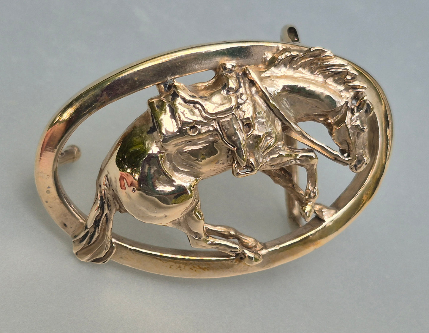 Reining Horse Belt buckle in bronze Sculptural Horse Jewelry Forge Hill Sculpture