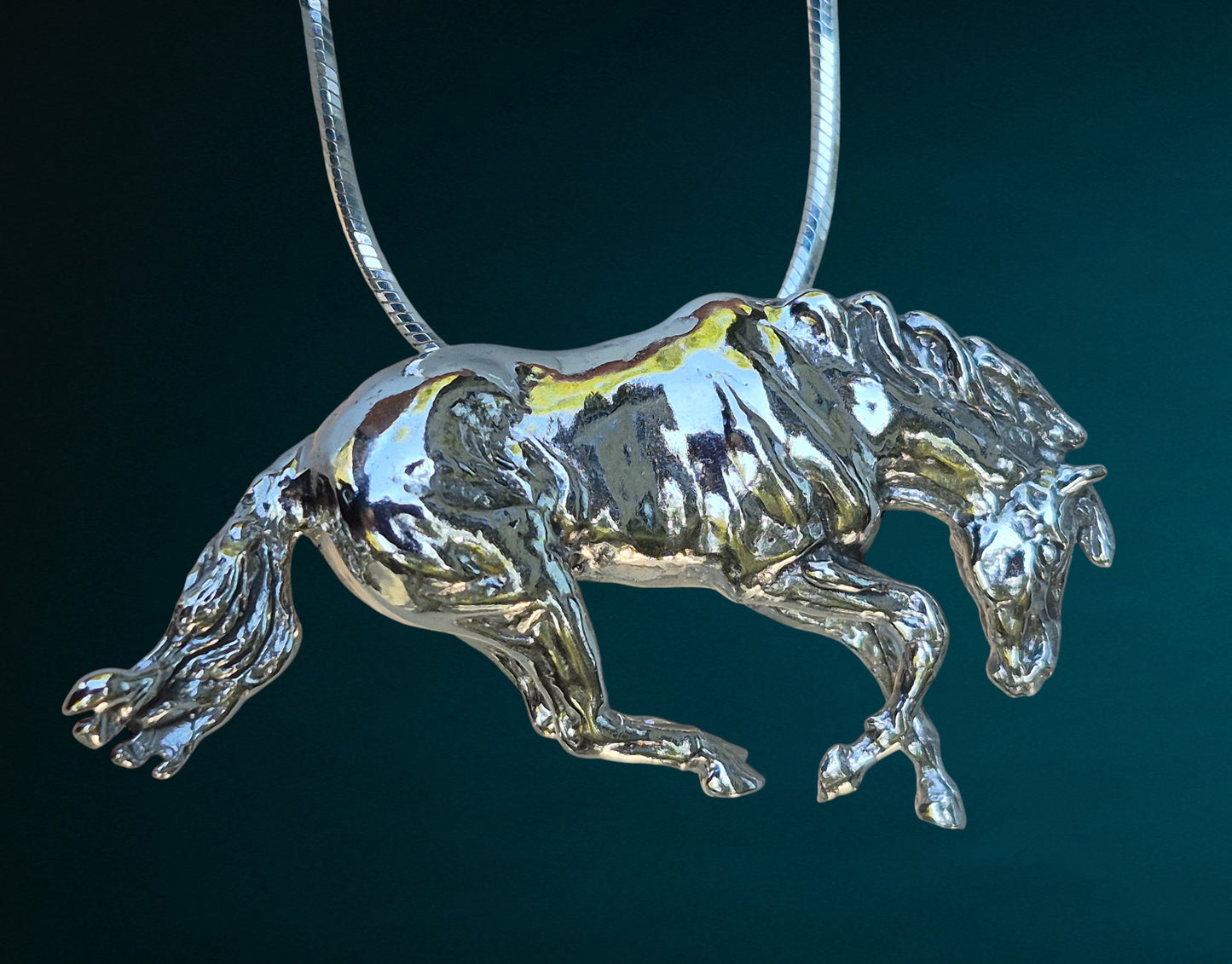 Reining Horse Sliding Stop Sterling Silver Necklace Western Horse Jewelry