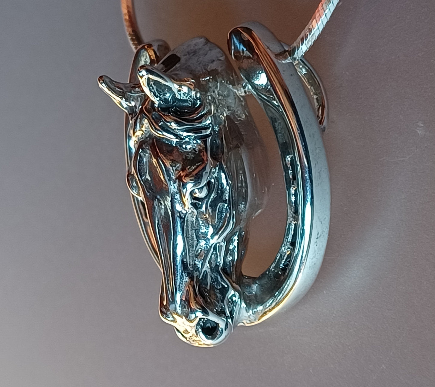 Horseshoe and Horse Head Heavy Sterling Silver Large Pendant Zimmer Design