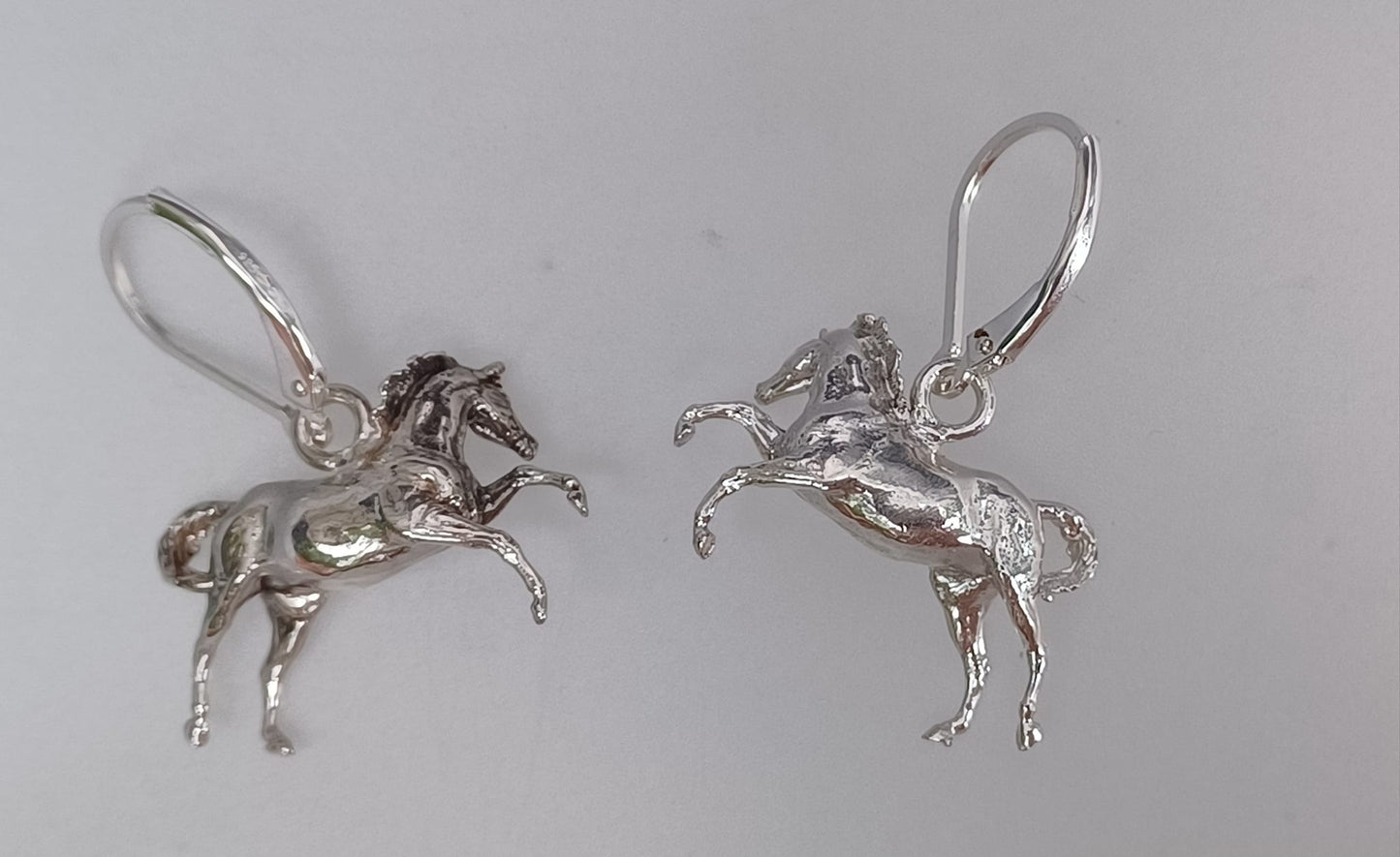 Horse sterling silver earrings lever back mini sculpture