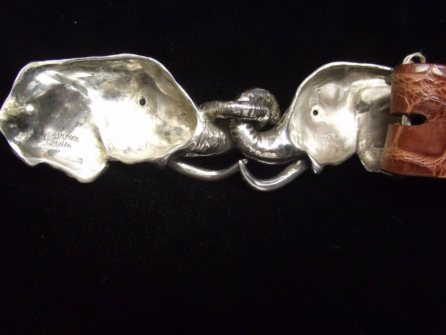 Order For:  Elephants belt buckle Sculpture jewelry in  sterling silver Zimmer jewelry