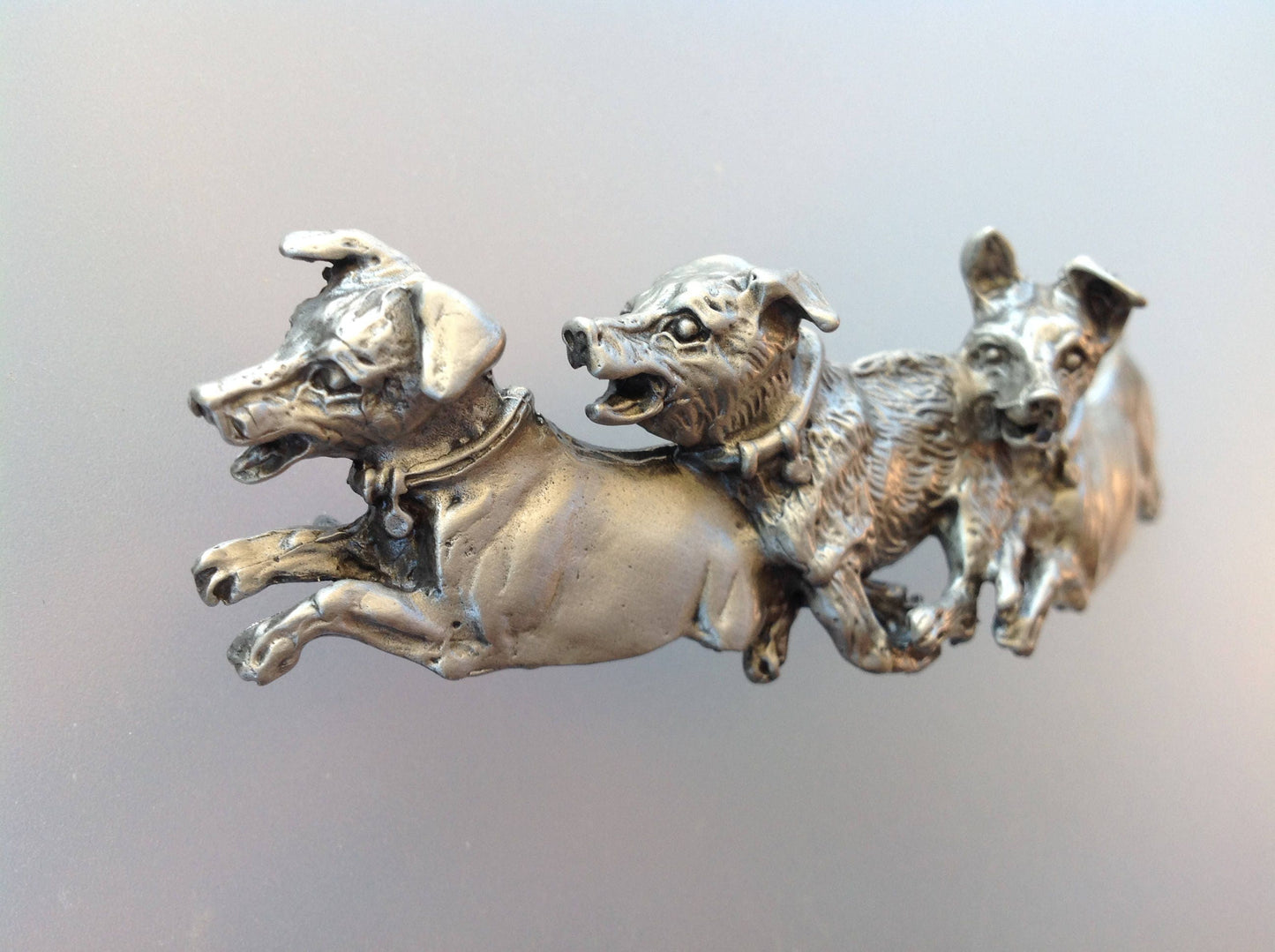Jack Russell Terrier dogs barrette lead free pewter, hair clip Forge Hill Sculpture Zimmer