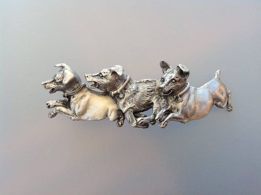 Jack Russell Terrier dogs barrette lead free pewter, hair clip Forge Hill Sculpture Zimmer