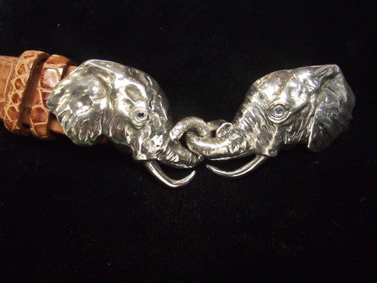 Order For:  Elephants belt buckle Sculpture jewelry in  sterling silver Zimmer jewelry