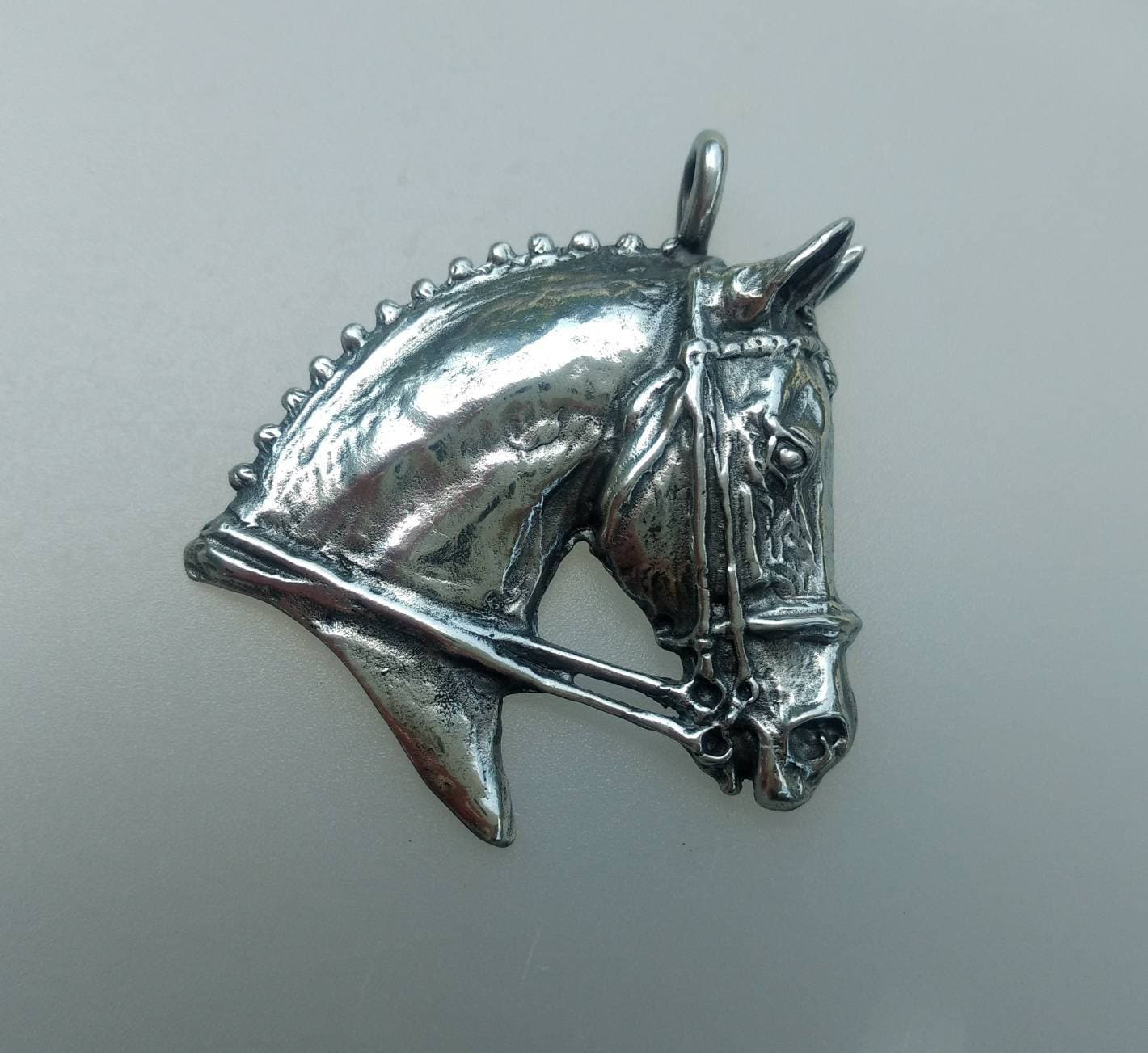 Dressage Hunter Pewter polished finish Pendant Equine Jewelry Equestrian necklace key chain ornament