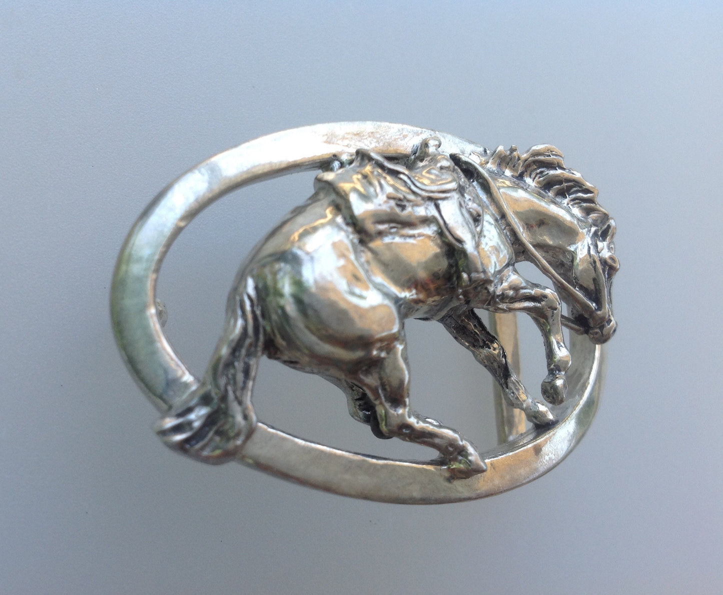 Order only:    Reining Horse ladies  belt buckle STERLING SILVER Zimmer