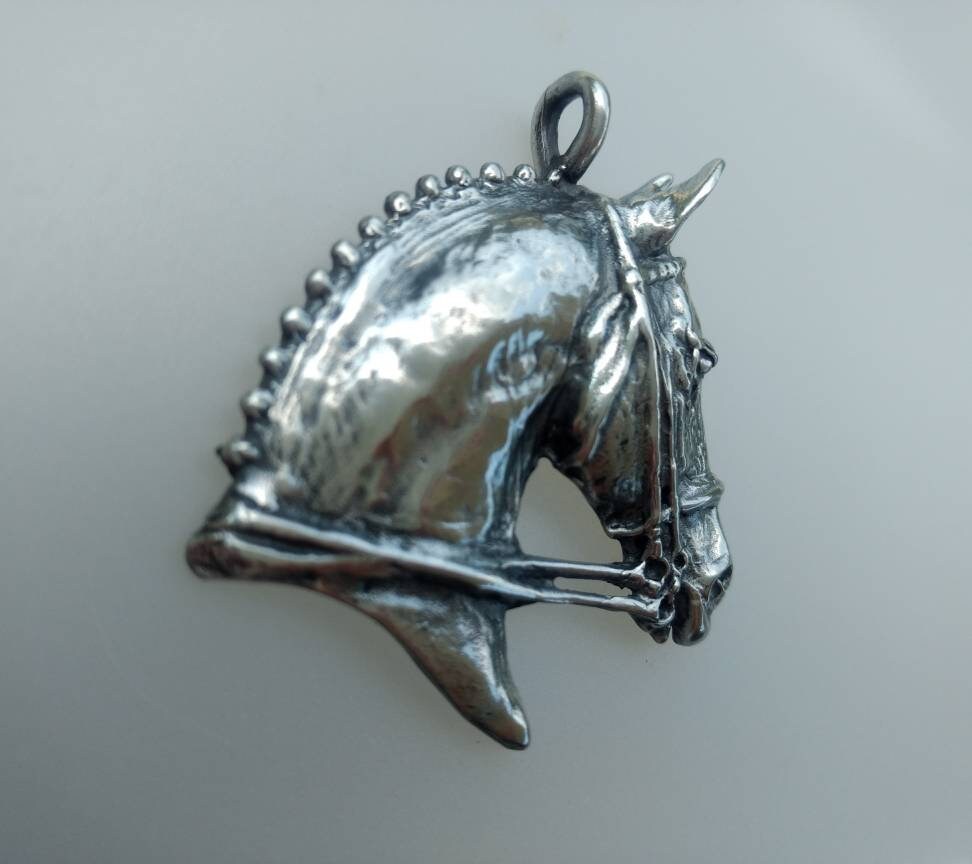 Dressage Hunter Pewter polished finish Pendant Equine Jewelry Equestrian necklace key chain ornament