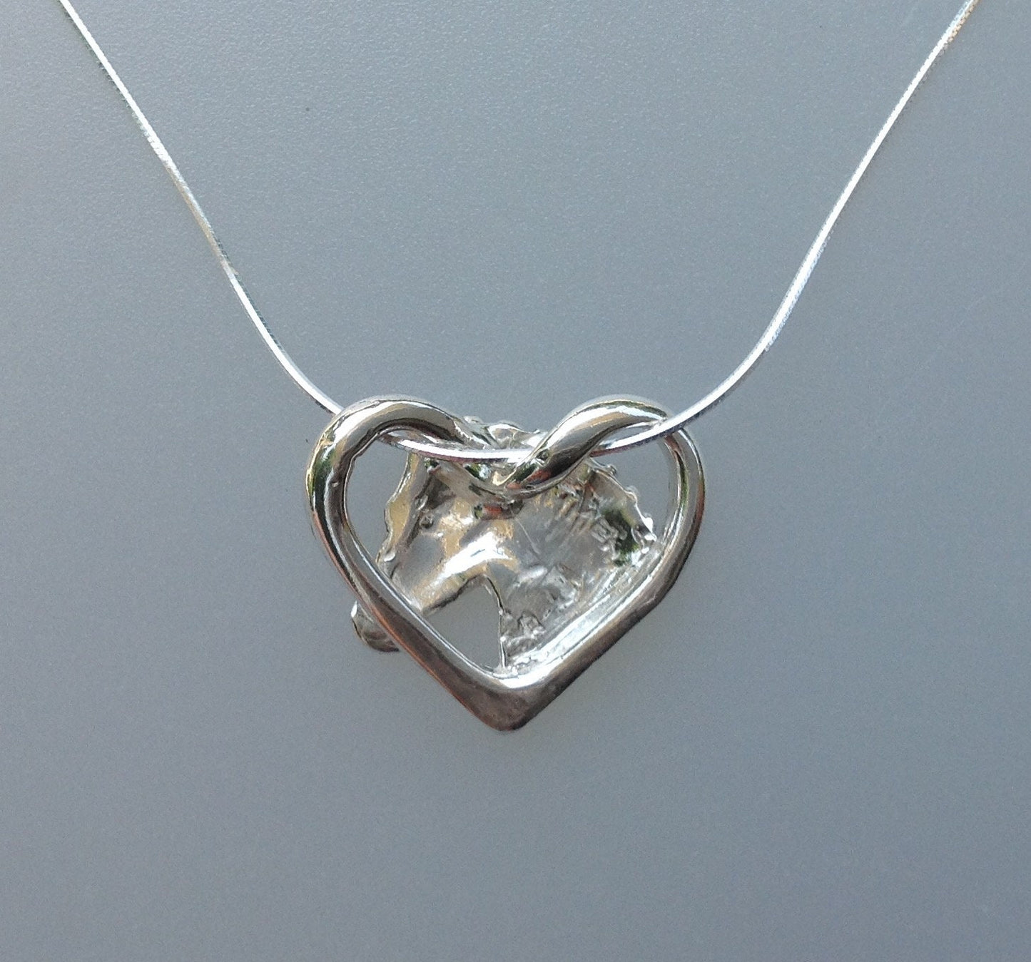 Love My Horse Horse Jewelry  Floating horse heart sterling silver pendant and chain dressage horse jewelry