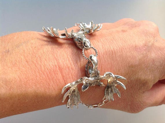 Custom Order:   Moose bracelet spectacular piece!  Sterling silver artist original. Impressive piece!