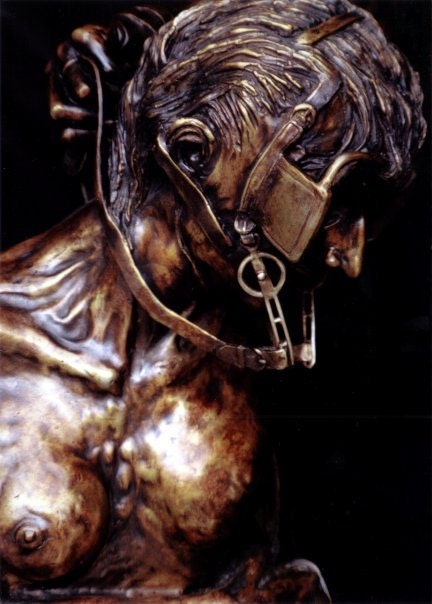 Bronze figurative sculpture. Female nearly life size bronze sculpture. Granite base