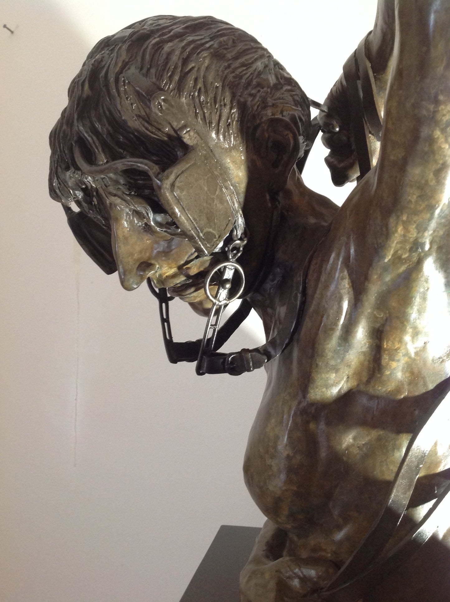 Bronze figurative sculpture. Female nearly life size bronze sculpture. Granite base