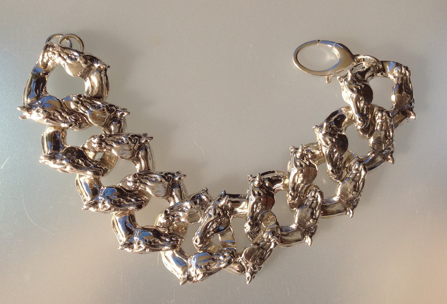 Order for:  Large horse link bracelet. Horses 1" links in sterling silver handmade Artisan Zimmer jewelry