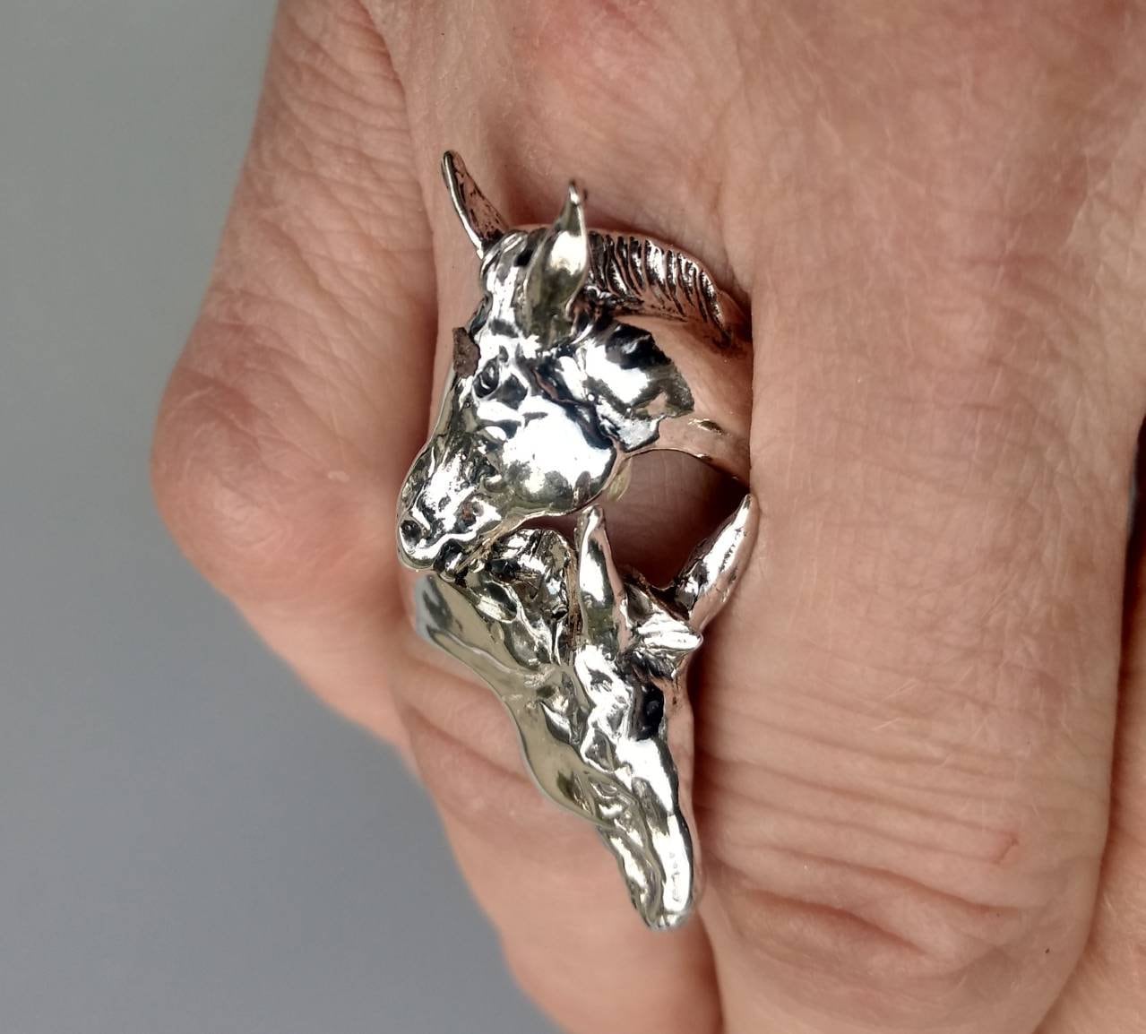 Donkey or Mule wrap ring  STERLING SILVER One size sizes 5 to 9 Zimmer design