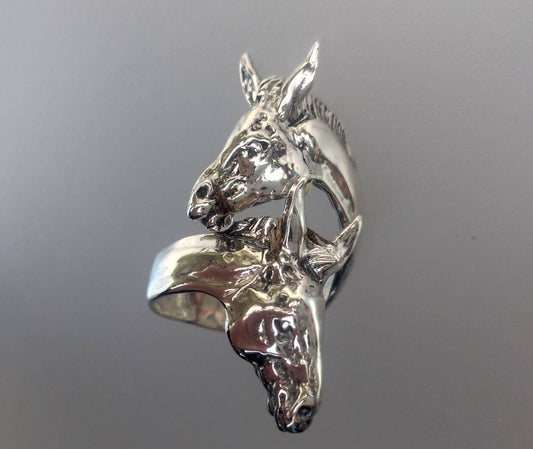 Donkey or Mule wrap ring  STERLING SILVER One size sizes 5 to 9 Zimmer design