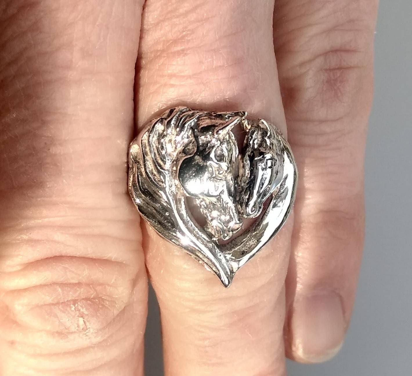 Mare and Foal horses ring STERLING SILVER Sizes 5, 6, Zimmer design