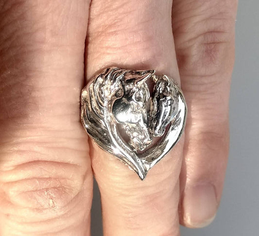 Mare and Foal horses ring  STERLING SILVER Sizes 5, 6,  Zimmer design