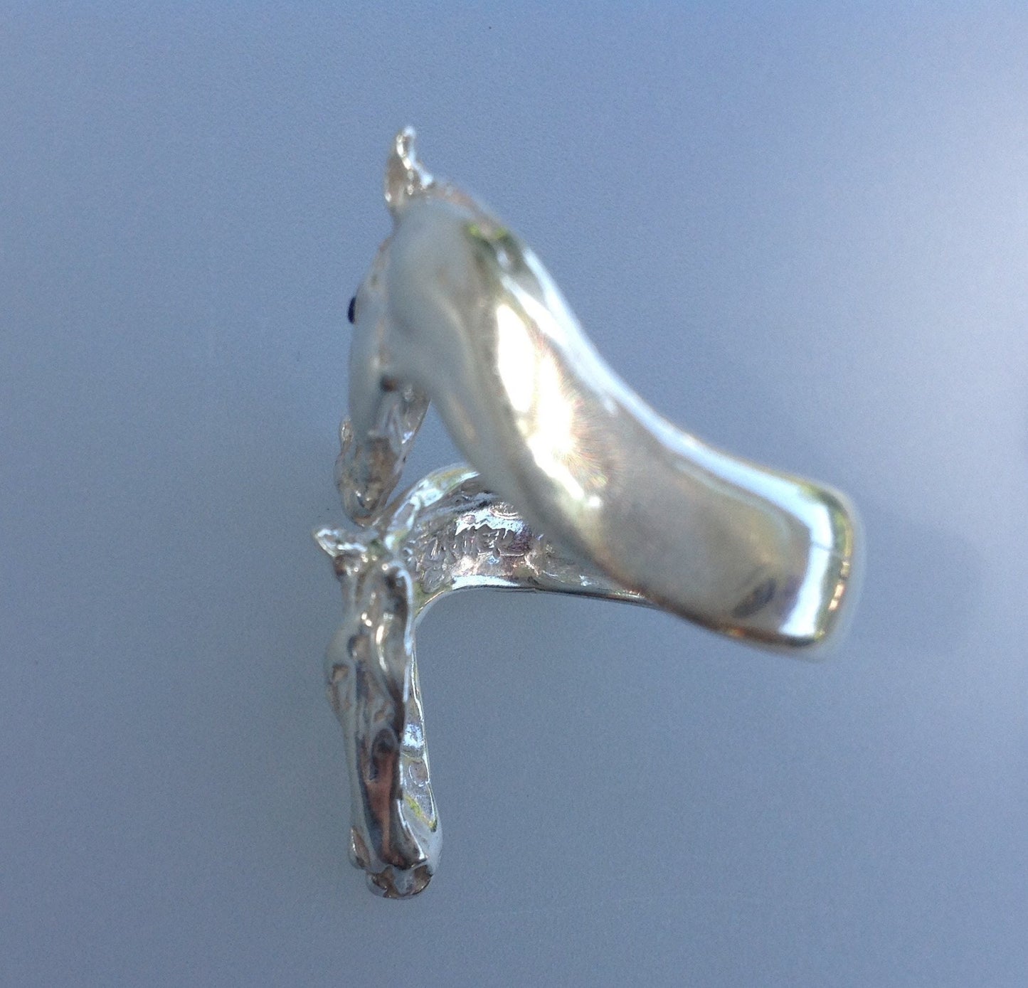 Horses ring adjustable from size 5 to 9. Sterling silver Handmade in USA Zimmer design