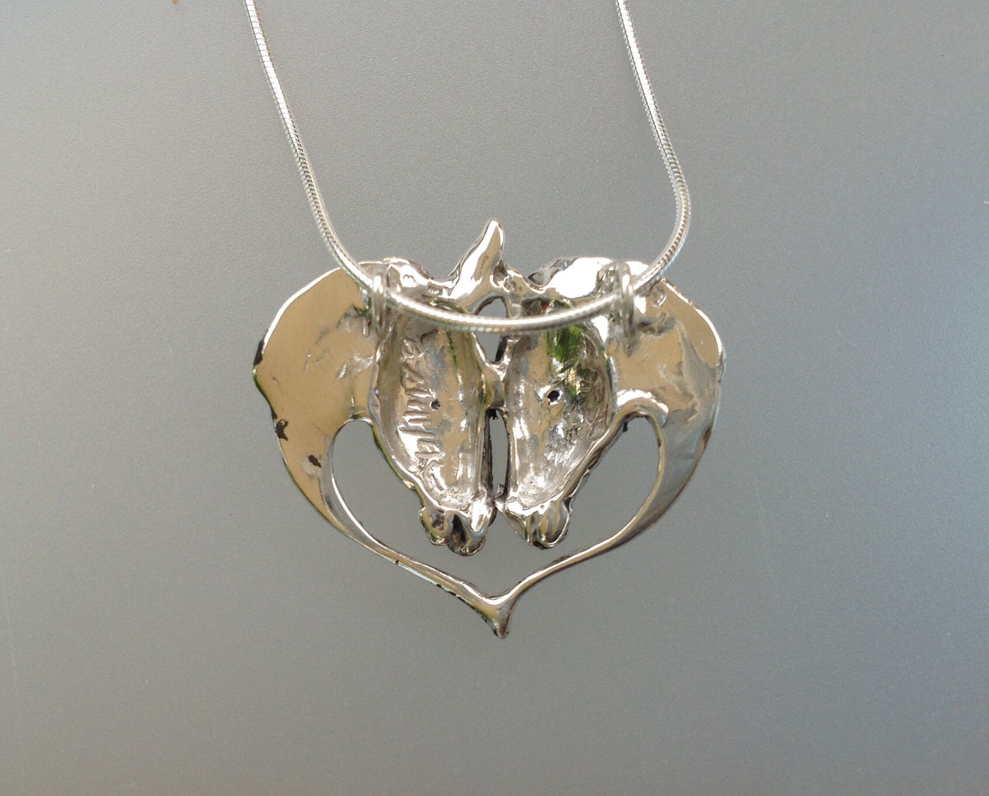 Donkey heart pendant  and chain STERLING SILVER  Forge Hill Sculpture  jewelry