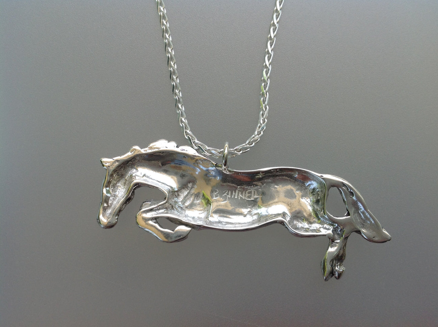 Jumping horse Sterling Silver slide necklace Equestrian Jewelry Zimmer design