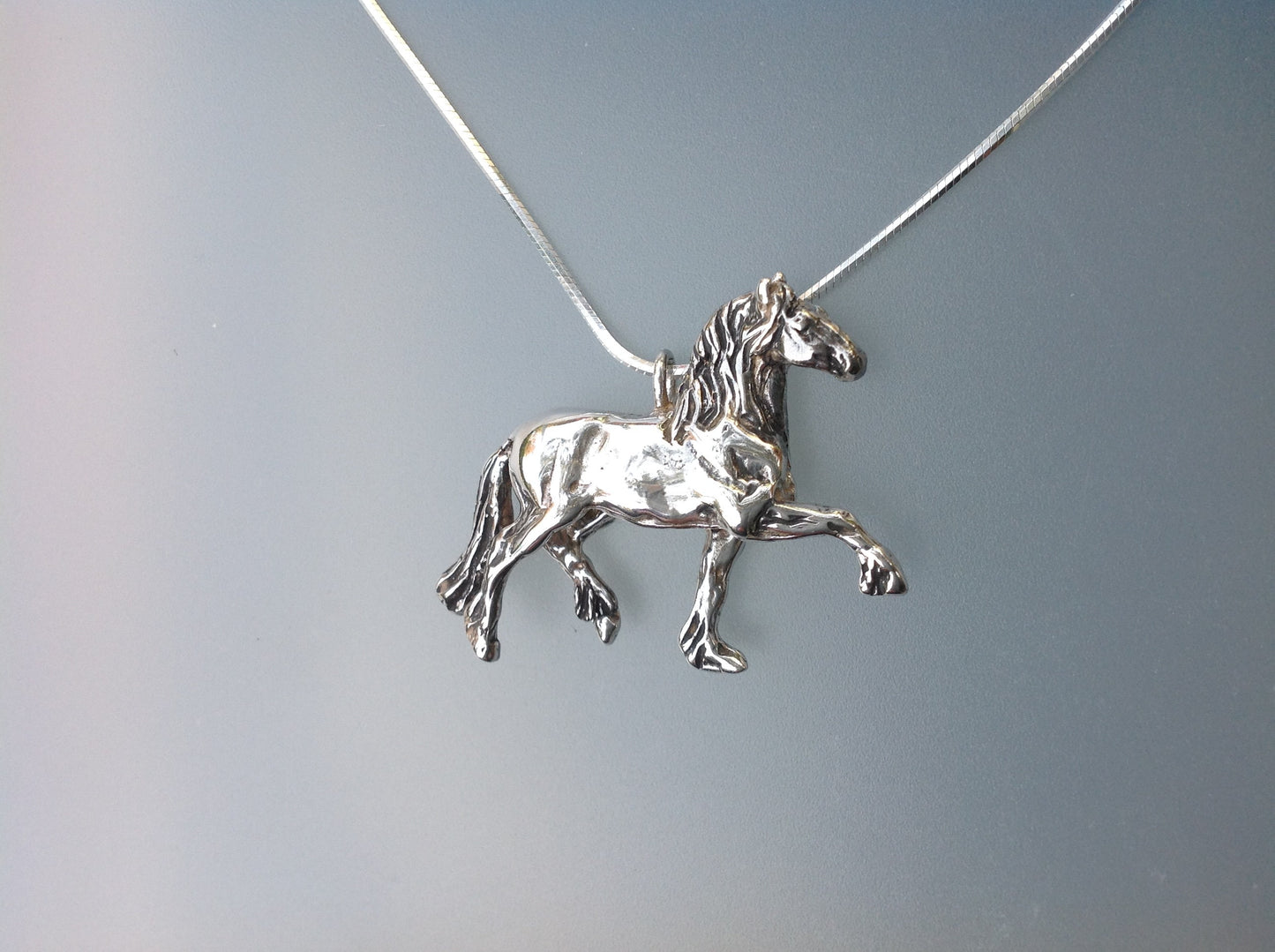 Friesian horse pendant  horse jewelry . Sterling Silver necklace gift  Zimmer