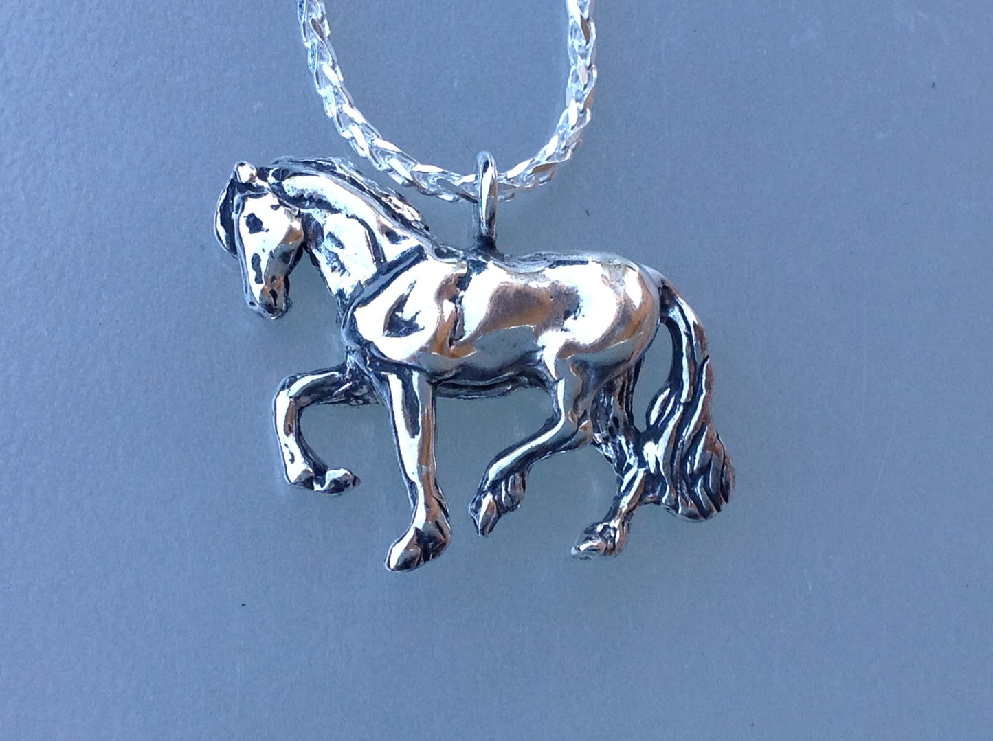 Friesian horse necklace sterlingsilver pendant and chain,  jewelry Forge Hill Sculpture Equestrian horse jewelry Zimmer